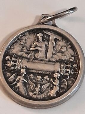 Silver Antic Religious  2 Sides Pendant Charm